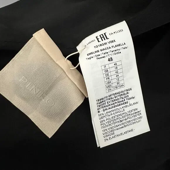 Pinko Emeline Belted Wool Blend Blazer Gray Italy Size 12 US / 48 IT - Picture 9 of 15